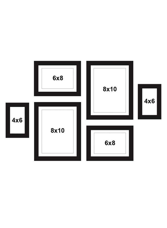 Art Street Set of 6 Black Wall Photo Frame, Picture Frame for Home Decor (Size - 4x6, 6x8, 8x10) - Image 1