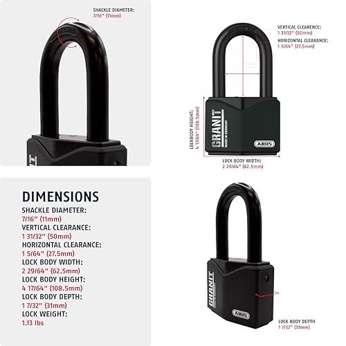 ABUS 37/55MB50 KA Granit Alloy Steel Padlock Keyed Alike (Code 5544653) with 2" Long Shackle - Image 4
