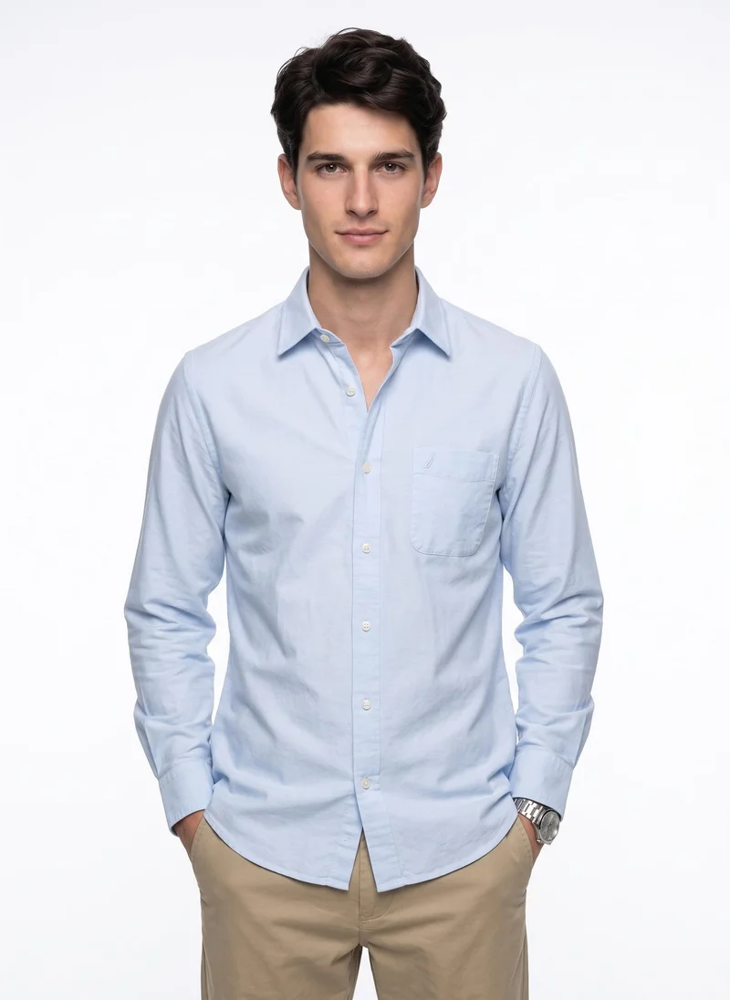 نوتيكا Men's Solid Long Sleeve Oxford Shirt