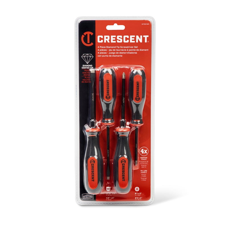 Crescent 4PC Diamond Tip Dual Material Screwdriver Set with Phillips and Slotted Screwdrivers - CDTSET4PC - Image 5