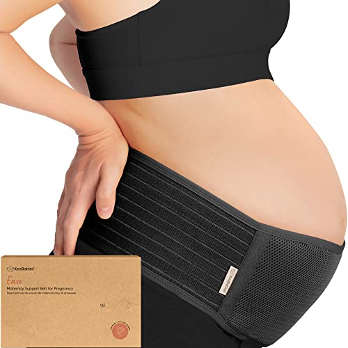 KeaBabies Maternity Belly Bands for Pregnant Women Soft Breathable Pregnancy Belly Support Band Adjustable Maternity Belt for Back Pelvic Support Comfortable Easy to Use Midnight Black XL