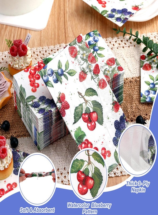 Supervitae 50 Pack Summer Fruit Paper Guest Napkins 3 Ply Disposable Summer Berry Hand Towels Fruit Decorative Paper Bathroom Napkins for Baby Shower Birthday Holiday Table Home Party Supplies - Image 3