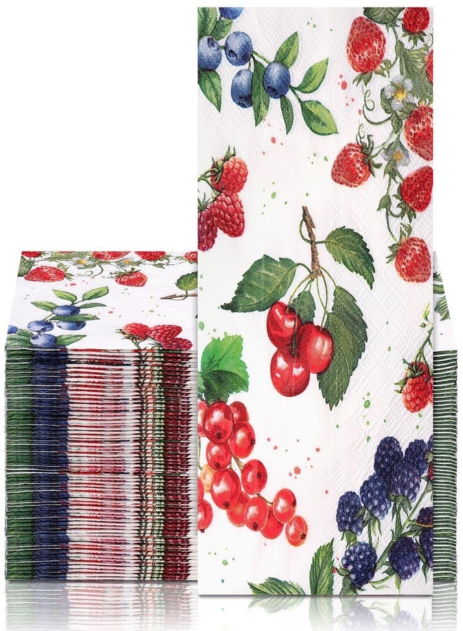 Supervitae 50 Pack Summer Fruit Paper Guest Napkins 3 Ply Disposable Summer Berry Hand Towels Fruit Decorative Paper Bathroom Napkins for Baby Shower Birthday Holiday Table Home Party Supplies - Image 1