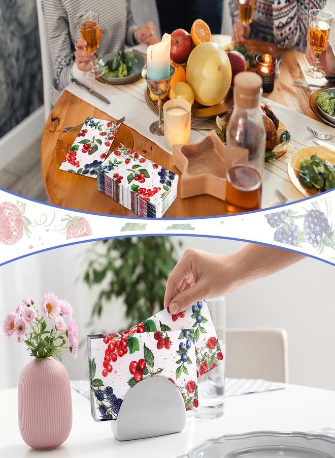 Supervitae 50 Pack Summer Fruit Paper Guest Napkins 3 Ply Disposable Summer Berry Hand Towels Fruit Decorative Paper Bathroom Napkins for Baby Shower Birthday Holiday Table Home Party Supplies - Image 4