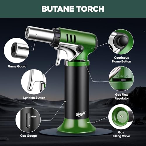 KOACKL Refillable Butane Torch with Fuel Gauge & Safety Lock - Adjustable Flame - Perfect for Welding, Resin Art, & More - One-handed Operation (Butane Gas Not Included) - Image 2