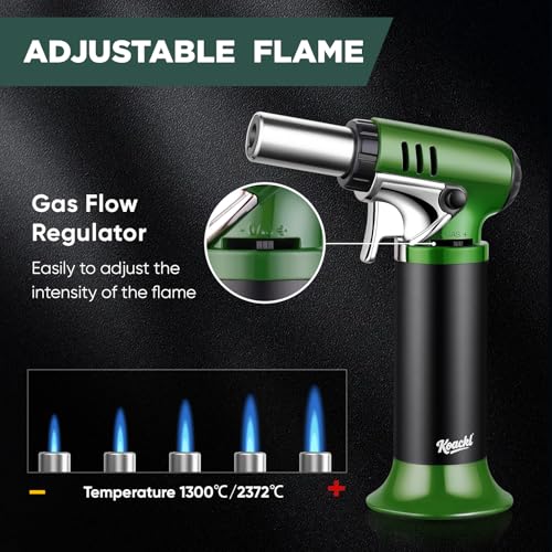 KOACKL Refillable Butane Torch with Fuel Gauge & Safety Lock - Adjustable Flame - Perfect for Welding, Resin Art, & More - One-handed Operation (Butane Gas Not Included) - Image 3