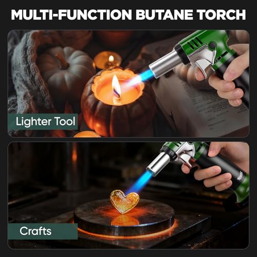 KOACKL Refillable Butane Torch with Fuel Gauge & Safety Lock - Adjustable Flame - Perfect for Welding, Resin Art, & More - One-handed Operation (Butane Gas Not Included) - Image 4