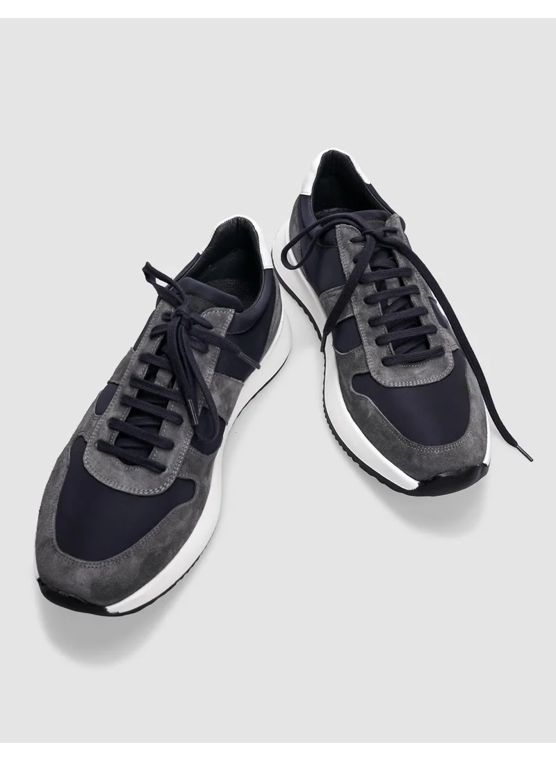 كاباني Leather Anthracite Lace-Up Men's Sports Shoes