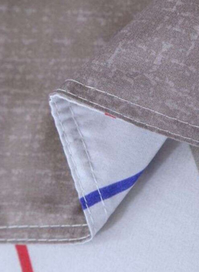 NIBEMINENT 4-Piece Striped Printed Duvet Cover Set Polyester Grey/White/Red - Image 5