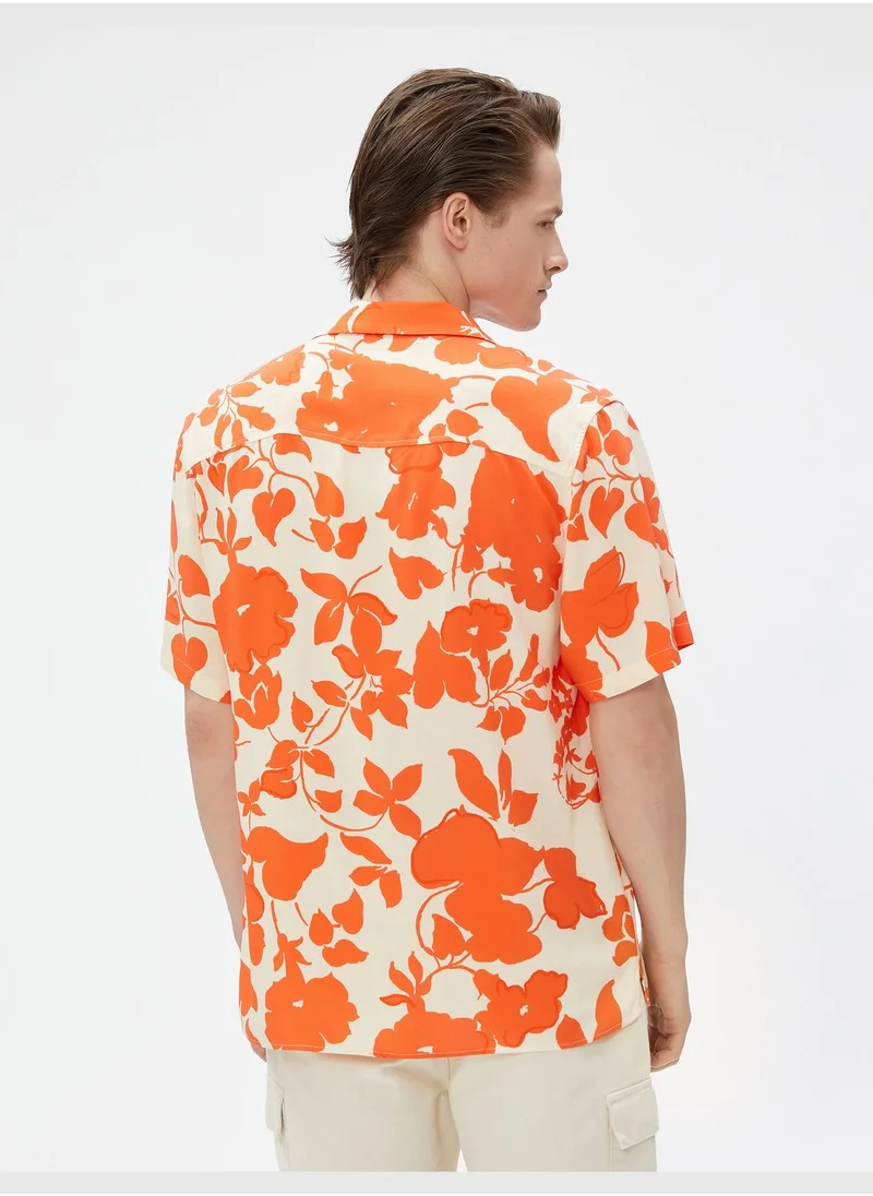 كوتون Floral Shirt Short Sleeve Lapel Neck