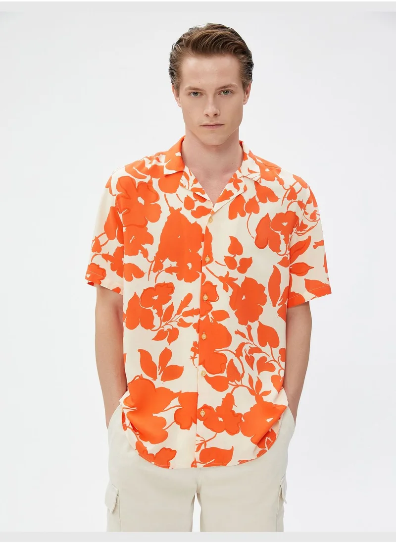 كوتون Floral Shirt Short Sleeve Lapel Neck