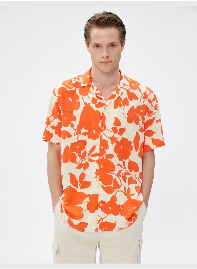 KOTON - Floral Shirt Short Sleeve Lapel Neck - Image 1
