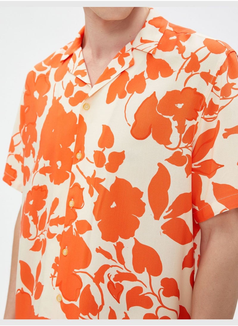 KOTON - Floral Shirt Short Sleeve Lapel Neck - Image 1