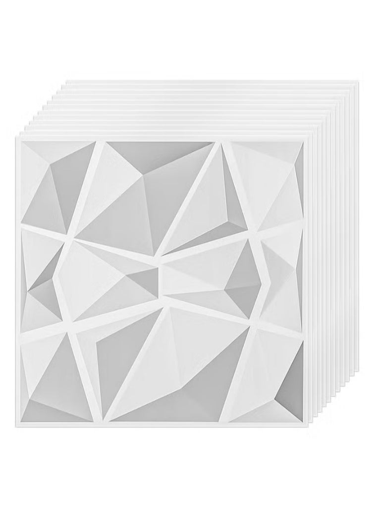 إيزي سو 12 قطعة لوحة حائط ثلاثية الأبعاد من مادة PVC ثلاثية الأبعاد بتصميم ماسي غطاء جدار مزخرف لغرفة المعيشة والردهة وغرفة النوم والمكتب مادة PVC بيضاء كل منها 30 × 30 سم 