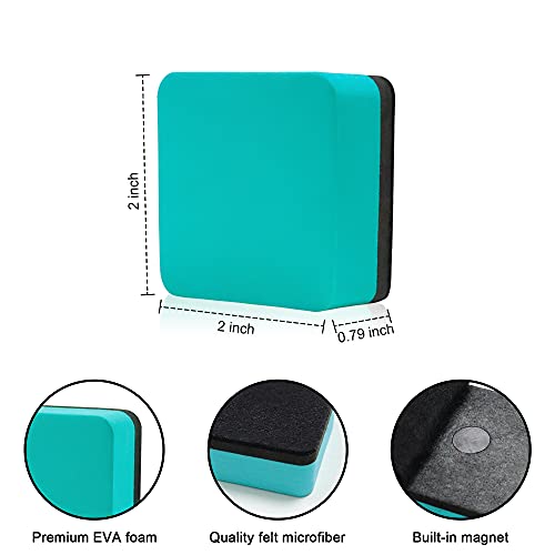 IHPUKIDI Mini Dry Erase Erasers, IHPUKIDI 48 Pack Magnetic Whiteboard Dry Erasers Chalkboard Cleaner Wiper for Kids and Classroom Teacher Supplies, Home and Office (2 x 2 Inch) Green - Image 2