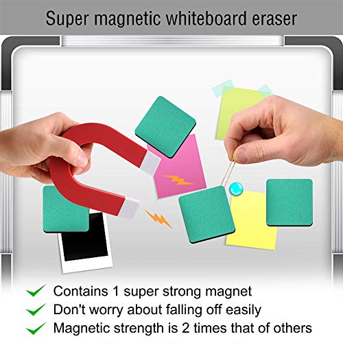 IHPUKIDI Mini Dry Erase Erasers, IHPUKIDI 48 Pack Magnetic Whiteboard Dry Erasers Chalkboard Cleaner Wiper for Kids and Classroom Teacher Supplies, Home and Office (2 x 2 Inch) Green - Image 5