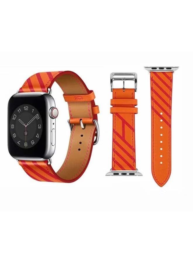 IAF Supreme Genuine Leather Replacement Band for Apple Watch Series 6/SE/5/4/3/2/1 40/38mm Orange/Red