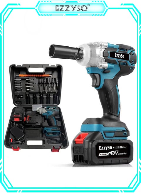 48V brushless lithium-ion impact wrench set, high torque performance, multi-functional accessories, instantly improve your work efficiency