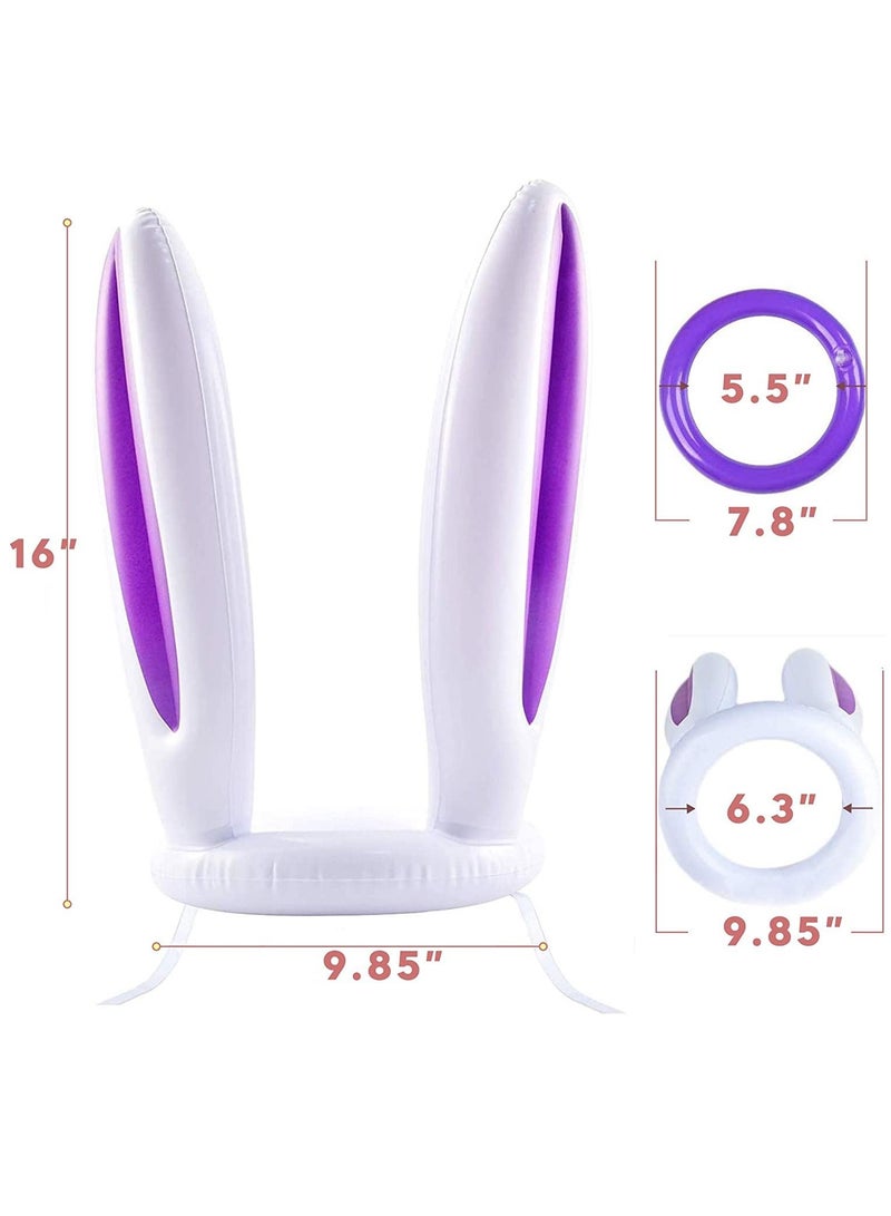 KASTWAVE 3 Pack Inflatable Bunny Easter Ring Toss Game Easter Rabbit Ears Hat with Rings Toss Funny Games Inflatable Toys Gift for Kid Family School Party Favor Indoor Outdoor Toss Game  - Image 5