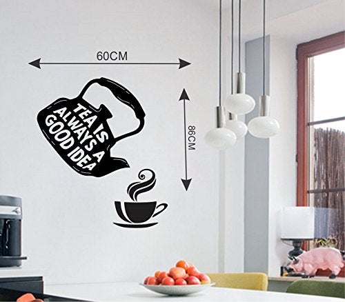 Sticker Yard ملصق حائط مطبخ الشاي مع جرة اقتباس ملصق وديكال (اللون - أسود غير لامع PVC فينيل الحجم - 61 سم × 86 سم) - Image 3