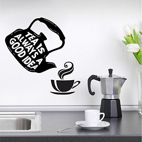Sticker Yard ملصق حائط مطبخ الشاي مع جرة اقتباس ملصق وديكال (اللون - أسود غير لامع PVC فينيل الحجم - 61 سم × 86 سم) - Image 2