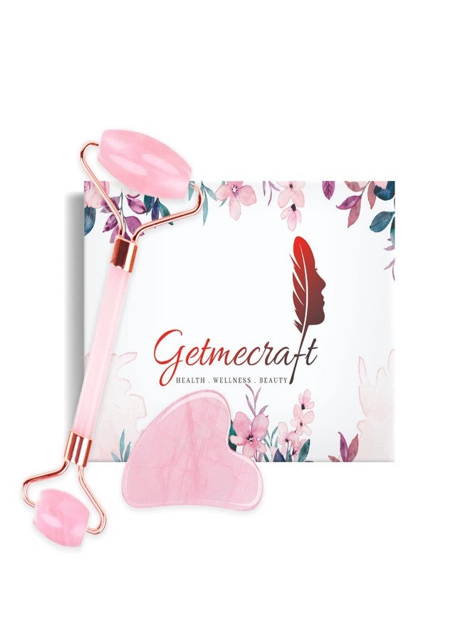 Getmecraft Jade Face Roller and Gua Sha Set Rose Quartz Face Roller Gua Sha Set With Green Aventurine Jade Roller and Gua Sha Set - Image 2