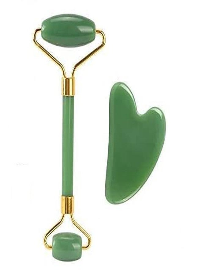 Getmecraft Jade Face Roller and Gua Sha Set Rose Quartz Face Roller Gua Sha Set With Green Aventurine Jade Roller and Gua Sha Set - Image 3