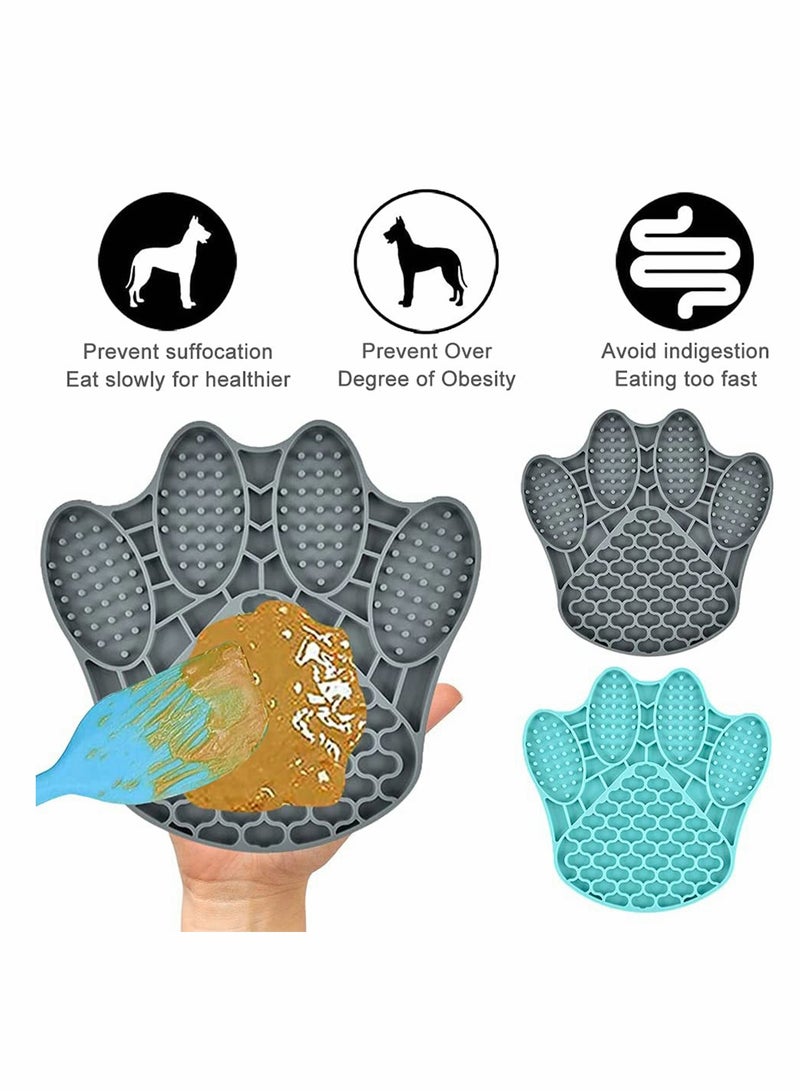 Excefore Slow Silicone Feeder Dog Lick Mat Licking Pad Pet Lick Mat with Paw Print for Dogs Licking Prevent Obesity and Keep Health (Blue) - Image 3