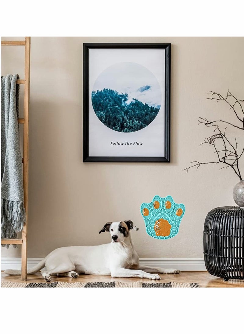 Excefore Slow Silicone Feeder Dog Lick Mat Licking Pad Pet Lick Mat with Paw Print for Dogs Licking Prevent Obesity and Keep Health (Blue) - Image 5