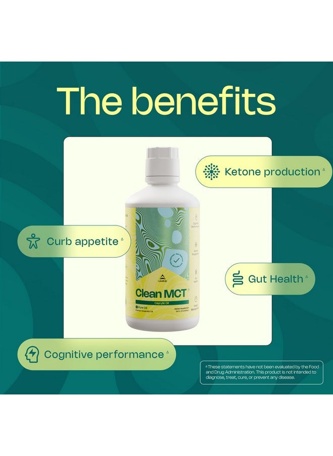 LevelUp - LevelUp Clean MCT Oil - 100% Caprylic C8 for Energy, Focus, Weight Management, Gut Health, Brain Superfuel - Keto Supplement for Ketogenic Coffee and Ketones - Non-GMO (32 oz) - Image 1