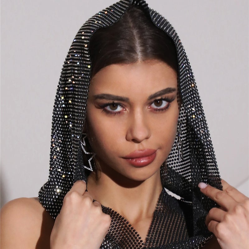 Elastic Rhinestone Fishing Net Hat Punk Street Style Unisex Headwear - Image 2