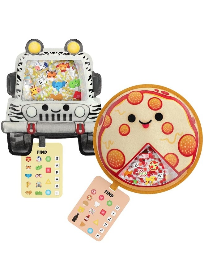 BIZYBOO  The Original Seek  Find Plush  Hidden Object Search Problem Solving Educational Matching Game for Kids 2 and Up  2 Pack Cruz  Papa Pizza