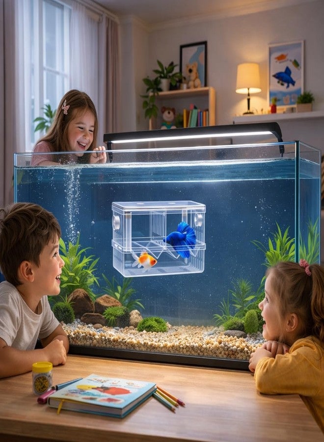 rizopets Aquarium Breeding Box, Double Layer Fish Tank Isolation Box with Divider, Clear Acrylic - Image 2