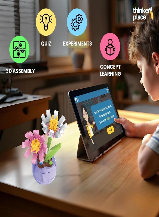 ThinkerPlace 8-in-1 Flowers Galsang Flower (100 Pieces) | Learn About Plant Kingdom | Building Block Set for Kids Age 6+ | STEM Educational Toy | Build, Collect & Create Flower Pen Stand - Image 4