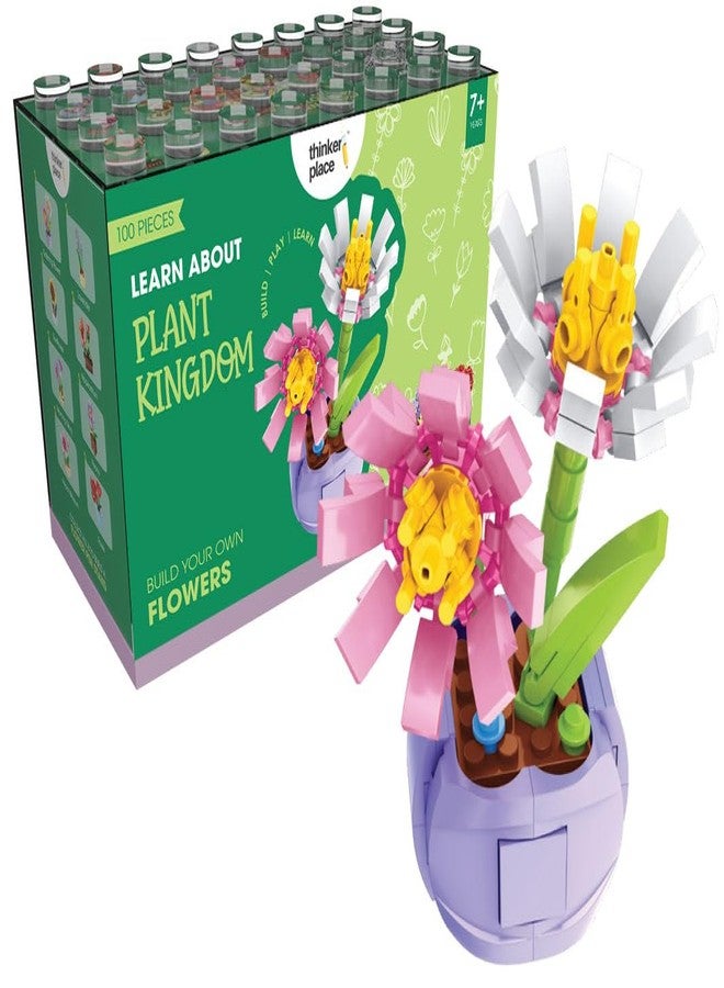 ThinkerPlace 8-in-1 Flowers Galsang Flower (100 Pieces) | Learn About Plant Kingdom | Building Block Set for Kids Age 6+ | STEM Educational Toy | Build, Collect & Create Flower Pen Stand - Image 1