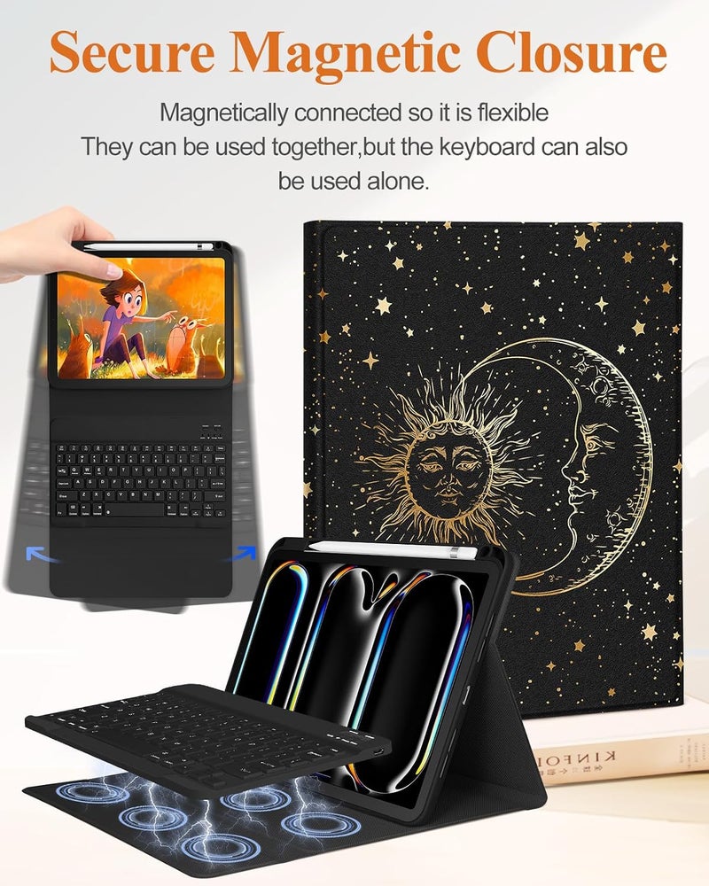 Wazzasoft for iPad Pro 11 inch Case 2024 M4 with Keyboard - Pencil Holder Folio Tablet Cover Women Girls Cute Marble Aesthetic Unique Design for Apple Pro 11 A2925 A2926 A3007 - Image 4