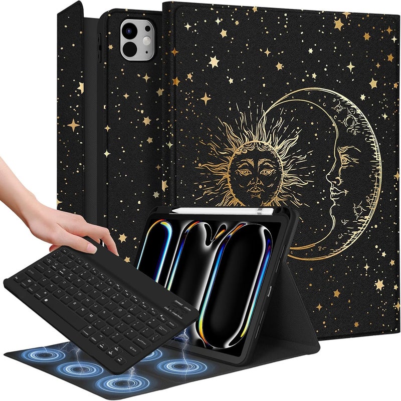 Wazzasoft for iPad Pro 11 inch Case 2024 M4 with Keyboard - Pencil Holder Folio Tablet Cover Women Girls Cute Marble Aesthetic Unique Design for Apple Pro 11 A2925 A2926 A3007 - Image 1