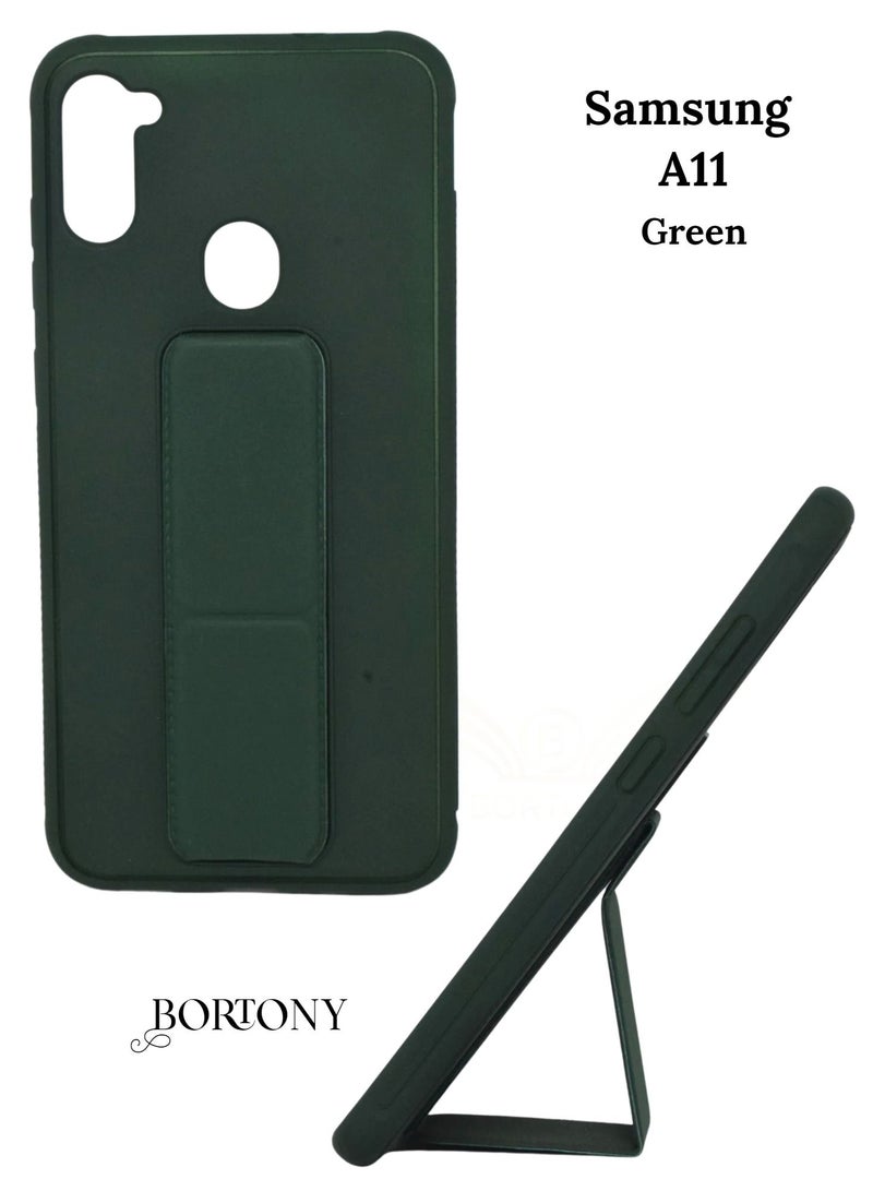 BORTONY Galaxy A11 Case, Fully Covered With Finger Grip Stand Holder Anti Slip Shockproof Protective Case Cover For Samsung Galaxy A11 - Image 1