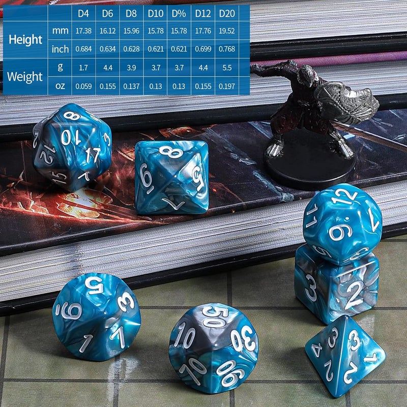 CiaraQ DND Polyhedral Dice Set with a Black Dice Bag for D&D RPG MTG Role Playing Table Games - Image 3
