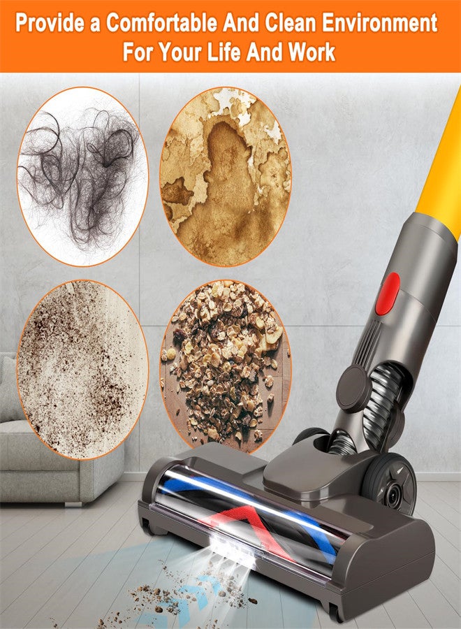 KASTWAVE Vacuum Attachments for Dyson V8 V11 V10 V7 V15, Motorhead Hardwood Floor Vacuum Cleaner Attachment with LED Light, V Shape Turbo Roller Brush Cleaner Head Replacement Parts  - Image 5