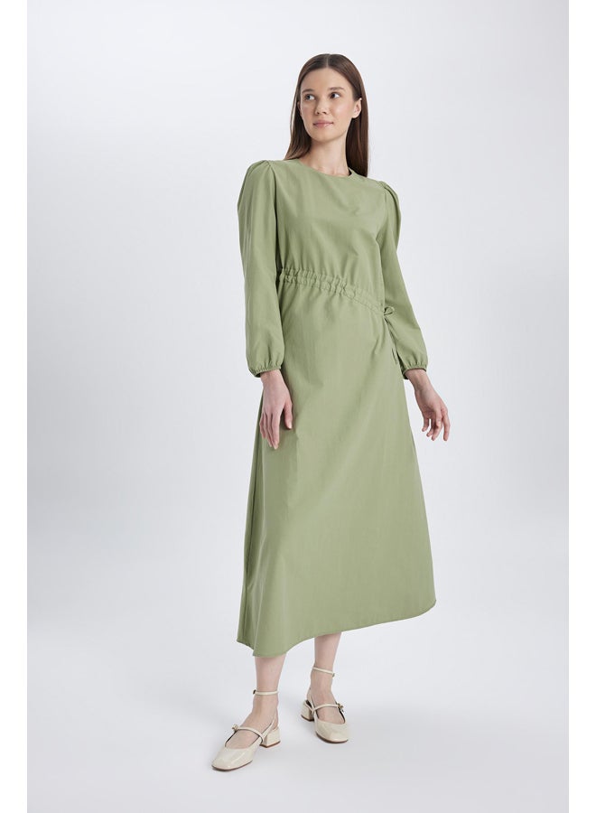 DeFacto Woman Regular Fit C Neck Long Sleeve Woven Dress  - Image 5