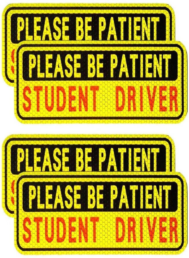BFXM 4 PCS Student Driver Magnet for Car, Please Be patient Student Driver, Funny Magnetic New Driver Safety Warning Bumper Sticker Signs, Reusable Movable Rookie Driver Reflective Magnets Stickers - Image 1