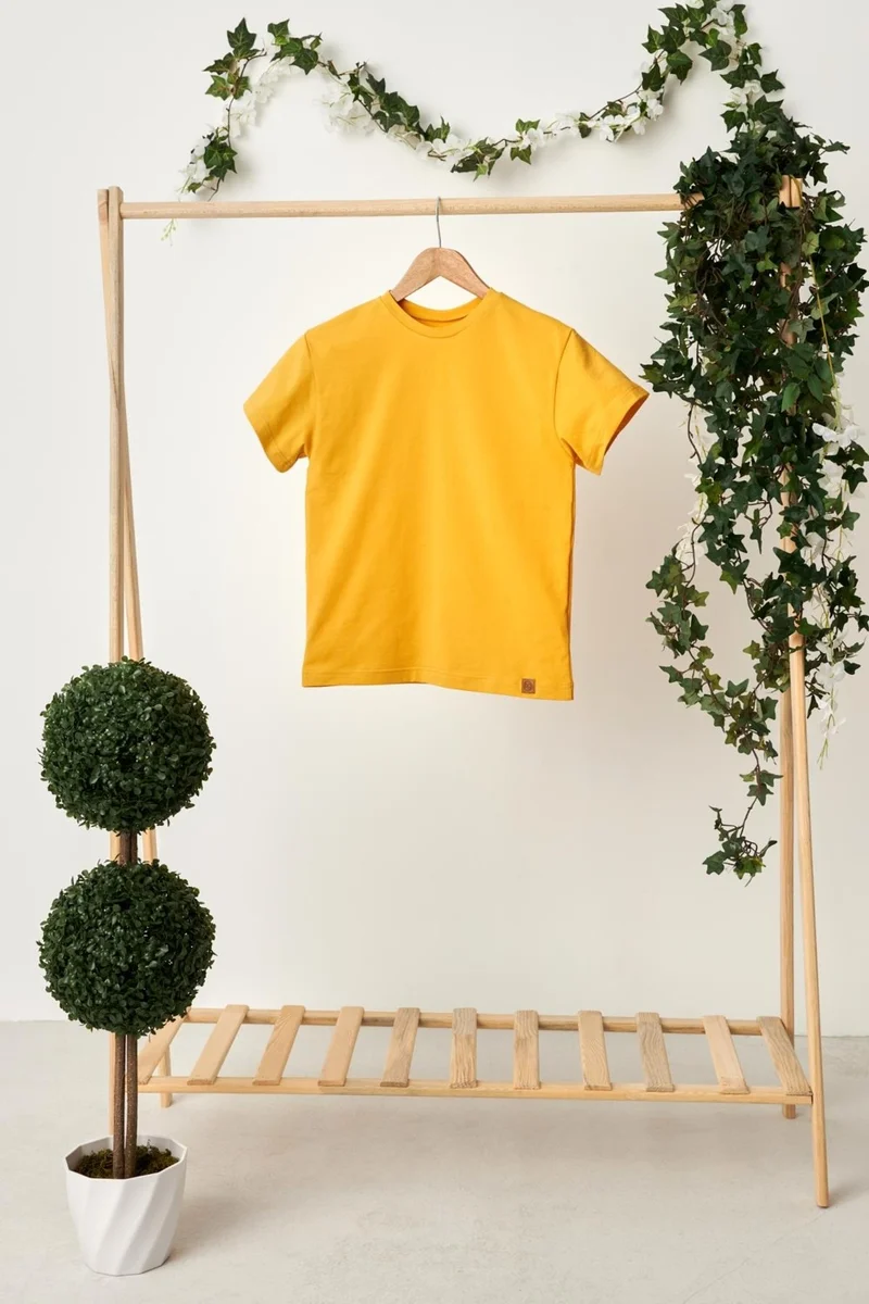 بيبيجيز Hardal Erkek Çocuk Kısa Kollu Bisiklet Yaka Terletmez, Rahat Pamuklu Penye T-Shirt