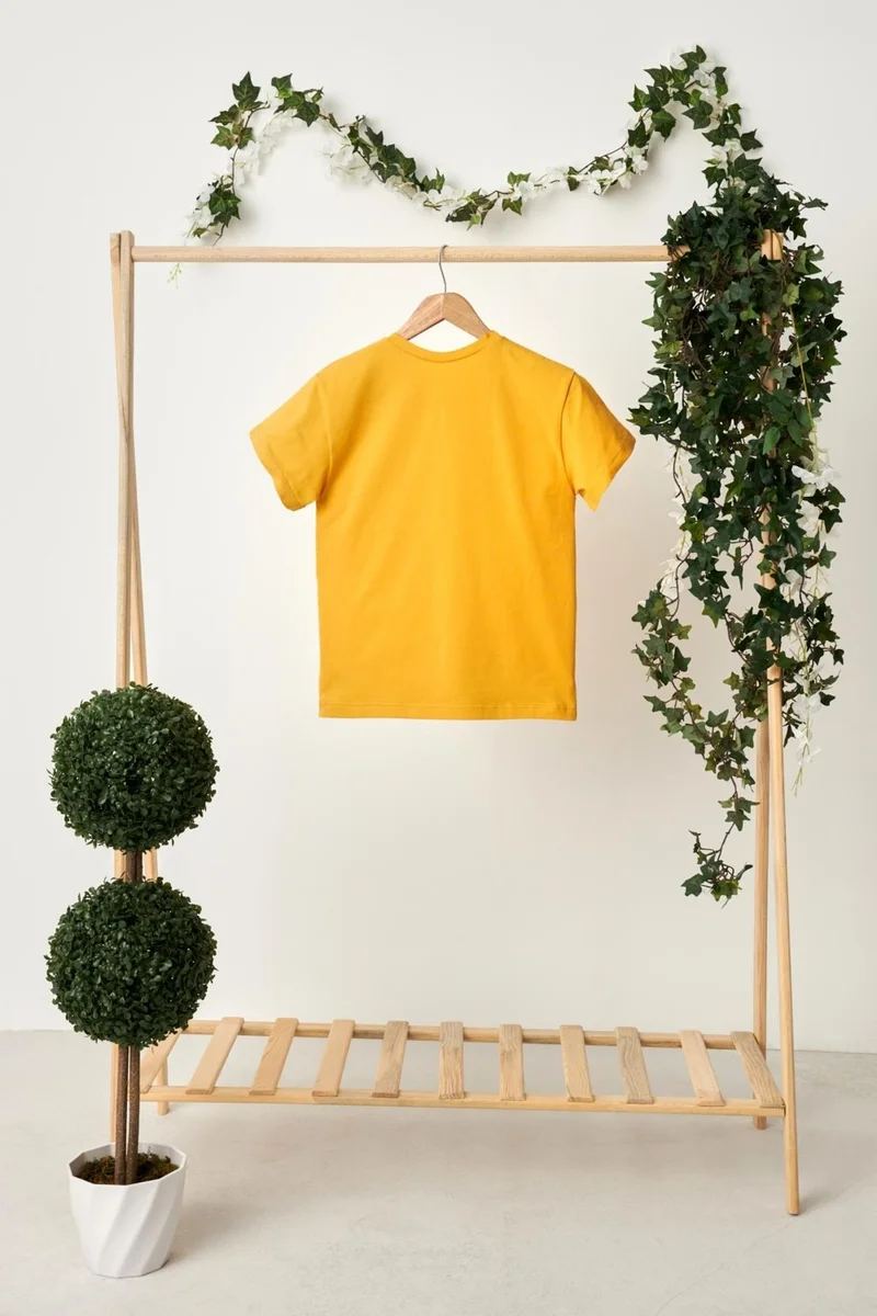 بيبيجيز Hardal Erkek Çocuk Kısa Kollu Bisiklet Yaka Terletmez, Rahat Pamuklu Penye T-Shirt
