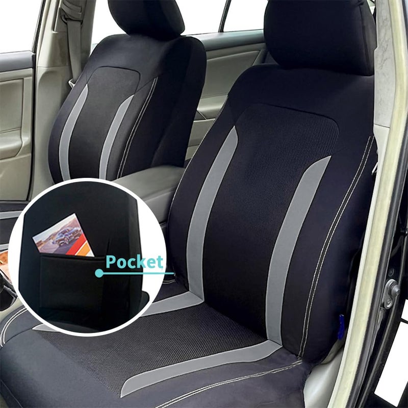 carleef 4PCS Cooling Car Seat Covers,Breathable Front Seat Covers with Mesh Construction and Foam Padding,Car Seat Protector to Reduce Back Sweating,Universal Car Interior for Car SUV (Gray) - Image 5