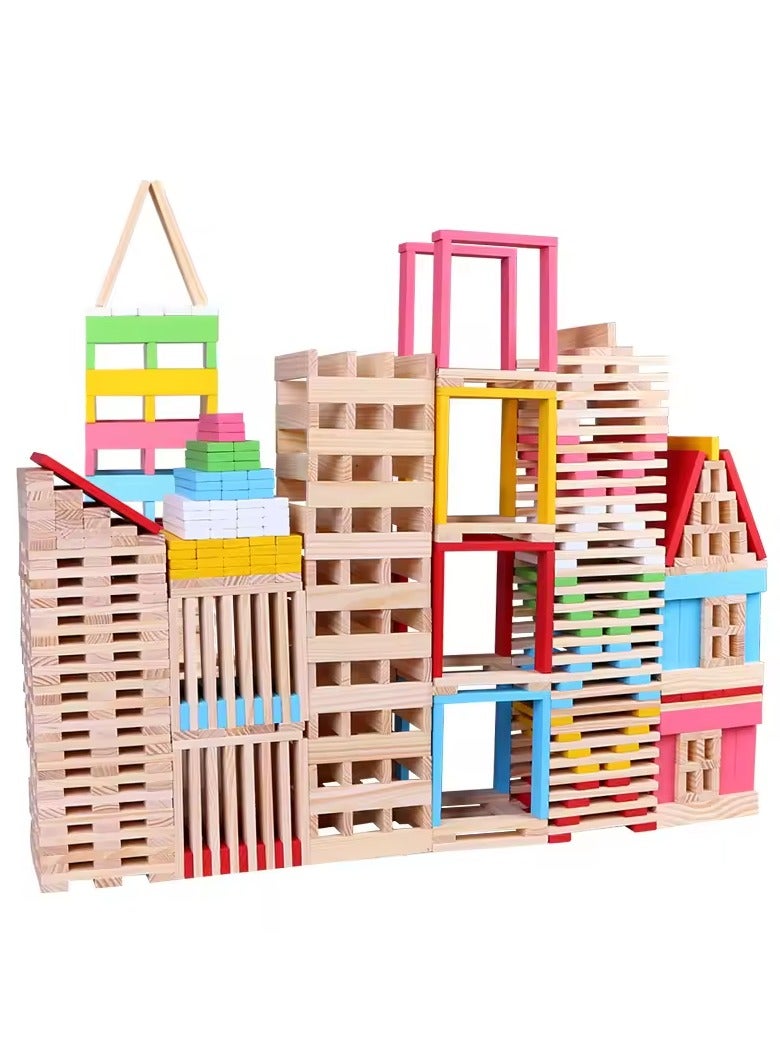 150pcs Educational Tumbling Tower Natural Wooden Stacking Bricks Building Balance Blocks Wood Domino Construction Toys - Image 1