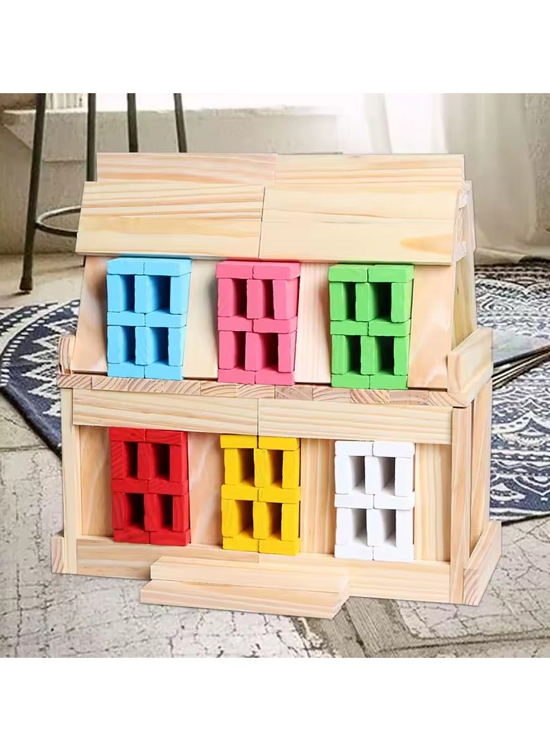 150pcs Educational Tumbling Tower Natural Wooden Stacking Bricks Building Balance Blocks Wood Domino Construction Toys - Image 4