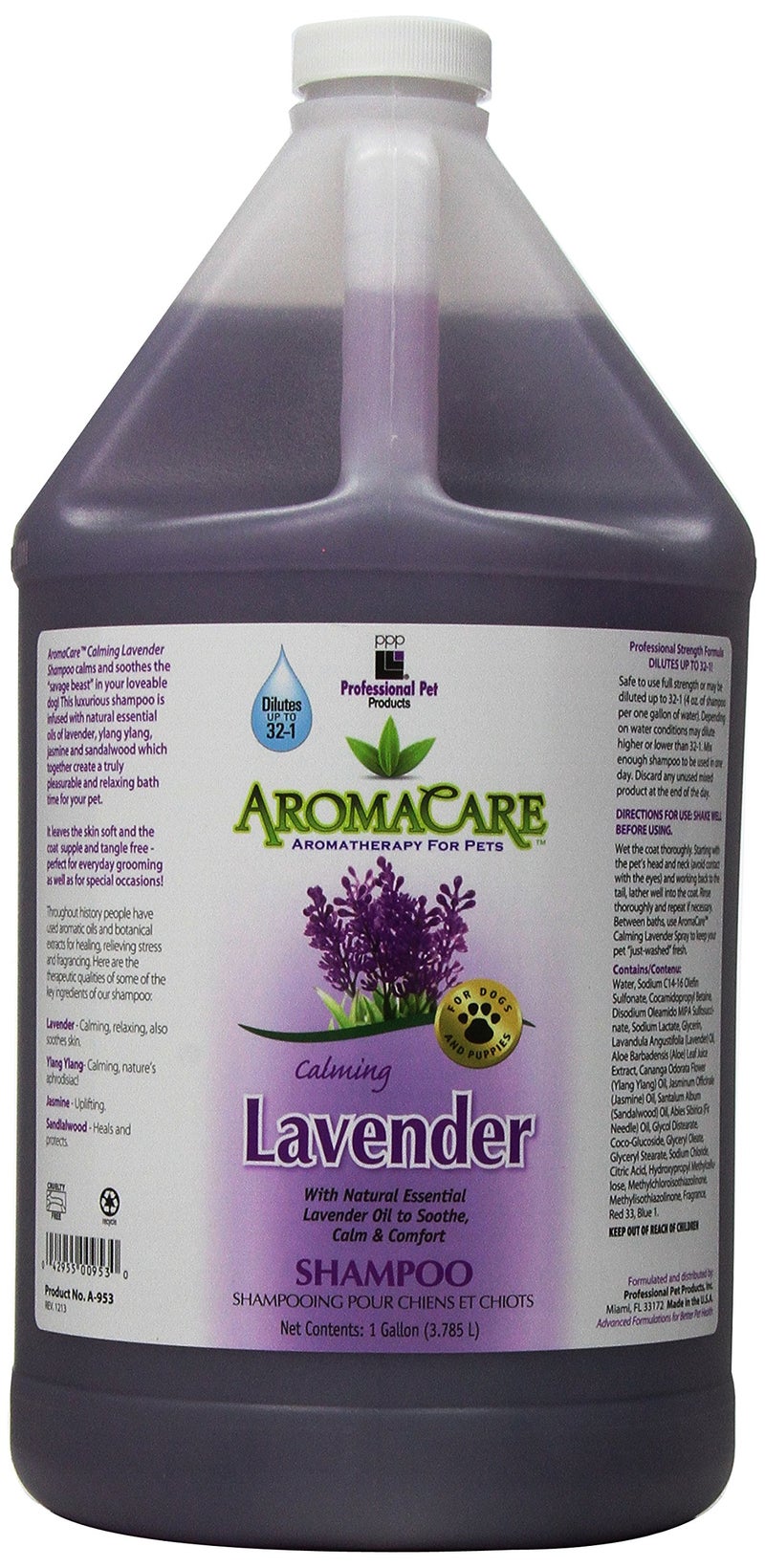 PPP AromaCare Calming Lavender Shampoo for Dogs with Anxiety - Relax Anxious Dogs Instantly - Lavander Oil & Ylang Ylang for a Soothing Bath Time - 1 Gallon - Image 1