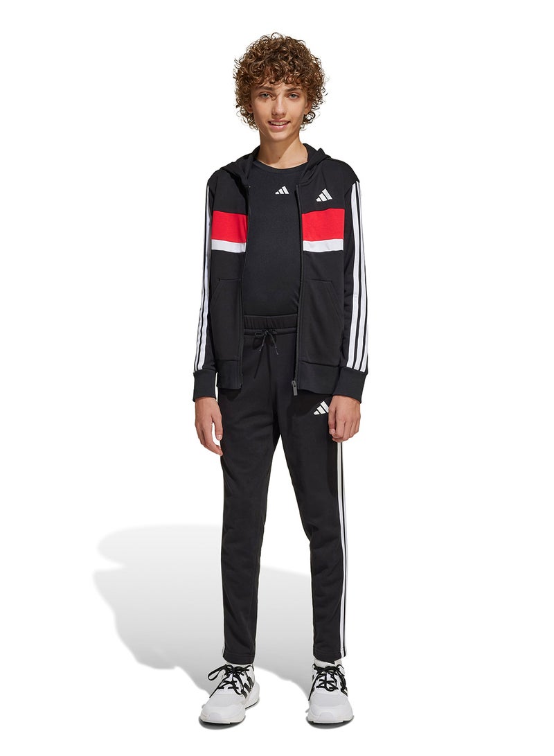 اديداس بدلة رياضية تيبيريو أساسية للموسم للشباب بثلاث خطوط من التيري الفرنسي - Image 1
