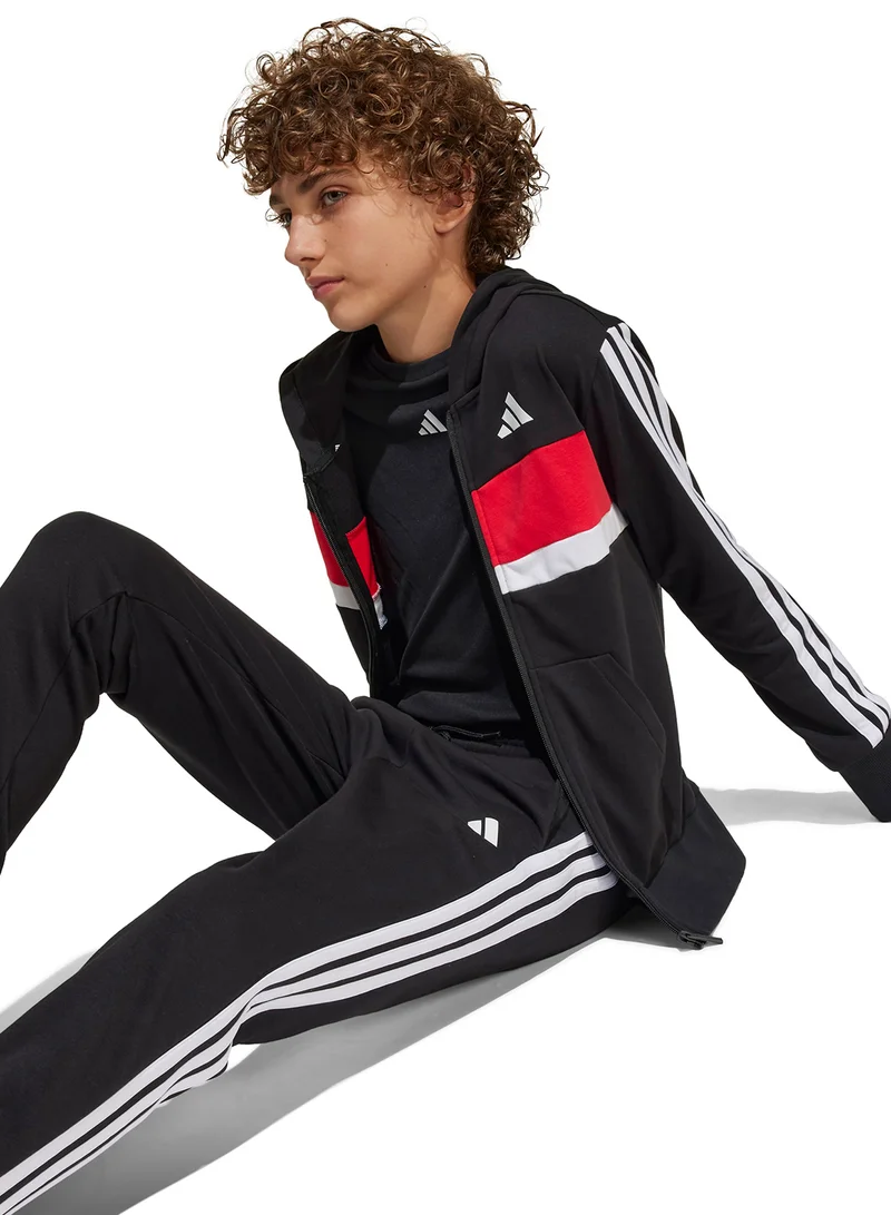 Adidas Youth Seasonal Esential Teberio 3 Stripe French Terry Tracksuit